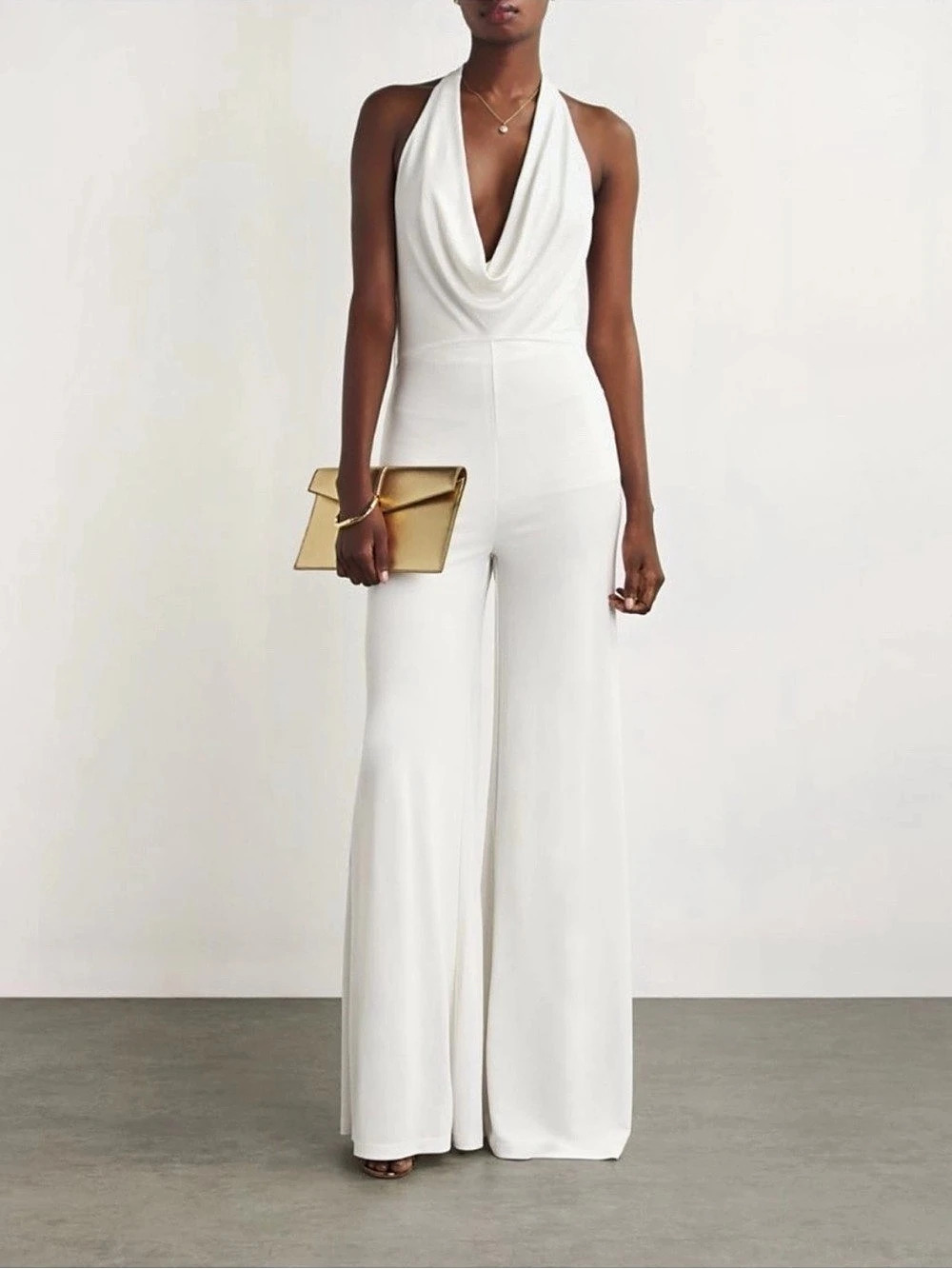 alice + olivia Caden Jumpsuit White Wide-Leg Jumpsuit Size 4 NWT